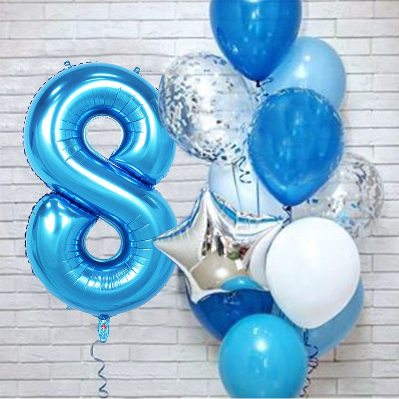 12Pcs/set Foil Latex Balloons with Number Balloon