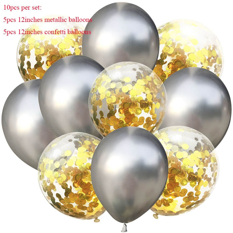 10pcs/lot Glitter Confetti Latex Balloons
