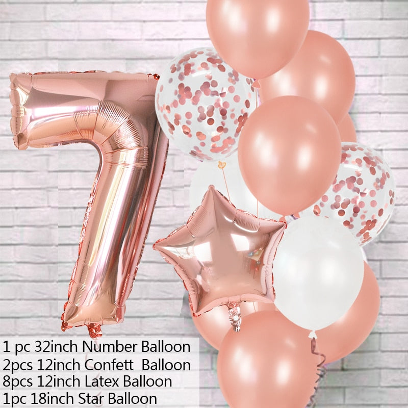12Pcs/set Foil Latex Balloons with Number Balloon