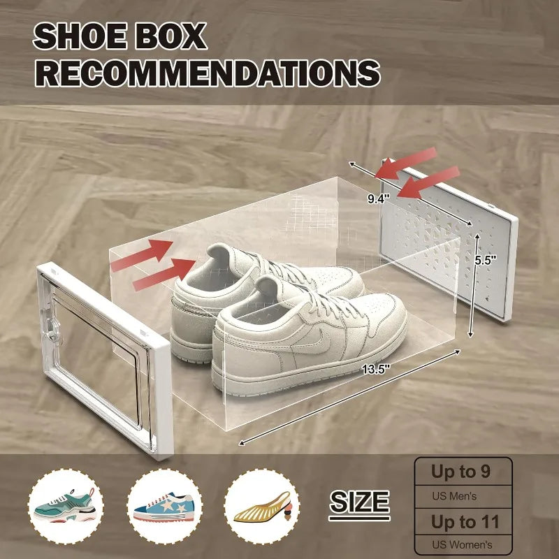 Large (12) Pack Shoe Storage Organizer Boxes