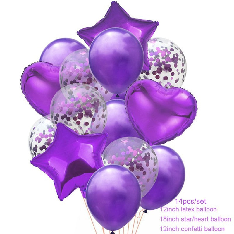 10pcs Multi Color Rose Heart Foil Balloons