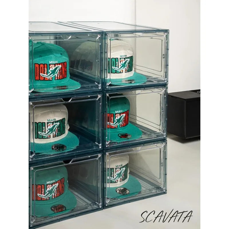 (6) Pack Hat Organizer Box Containers with Magnetic Door