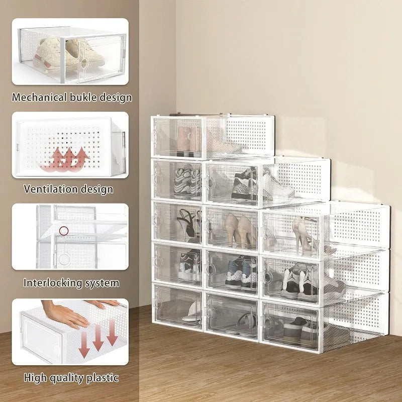 Large (15) Pack Clear Shoe Storage Boxes