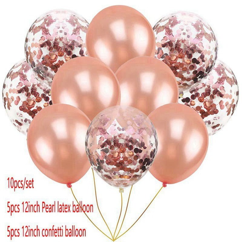 10pcs Multi Color Rose Heart Foil Balloons