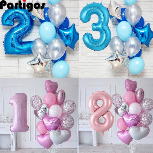 12pcs/lot Birthday Balloons with 40inch Number balloon